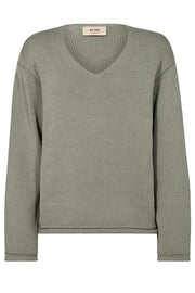 Bine LS V-neck Knit  | Shadow | Strik fra Mos Mosh