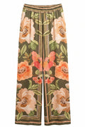 Silky Floral Pant | Kaki | Bukser fra Atelier C