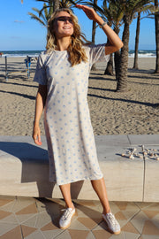 Alma Tshirt Dress | Ivory Cobolt Shell | Kjole fra Liberté