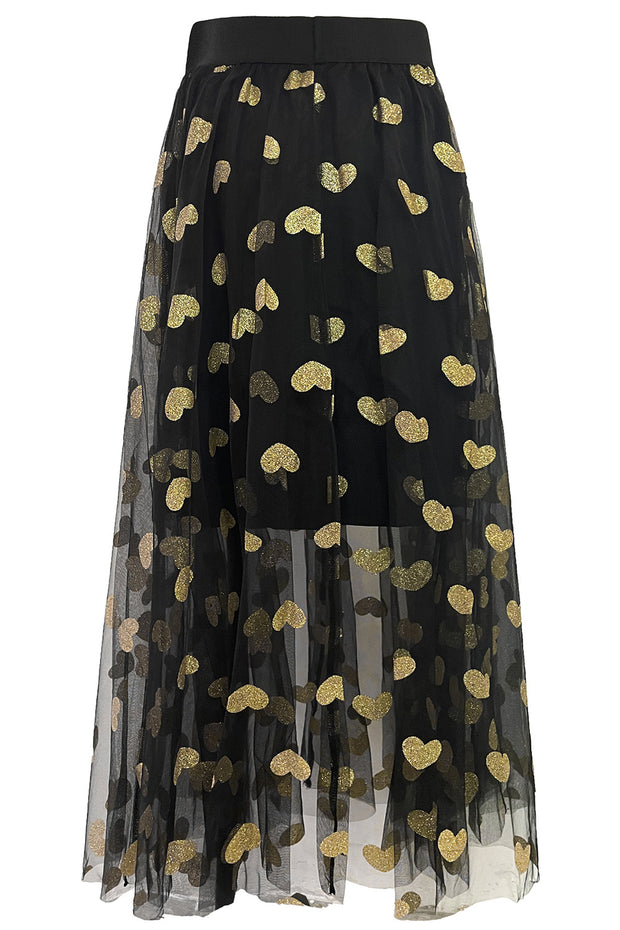 Tulle Heart Skirt | Black Gold Heart | Nederdel fra Liberté