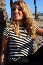 Ulla Stripe Tshirt | Black White Stripe | Bluse fra Liberté