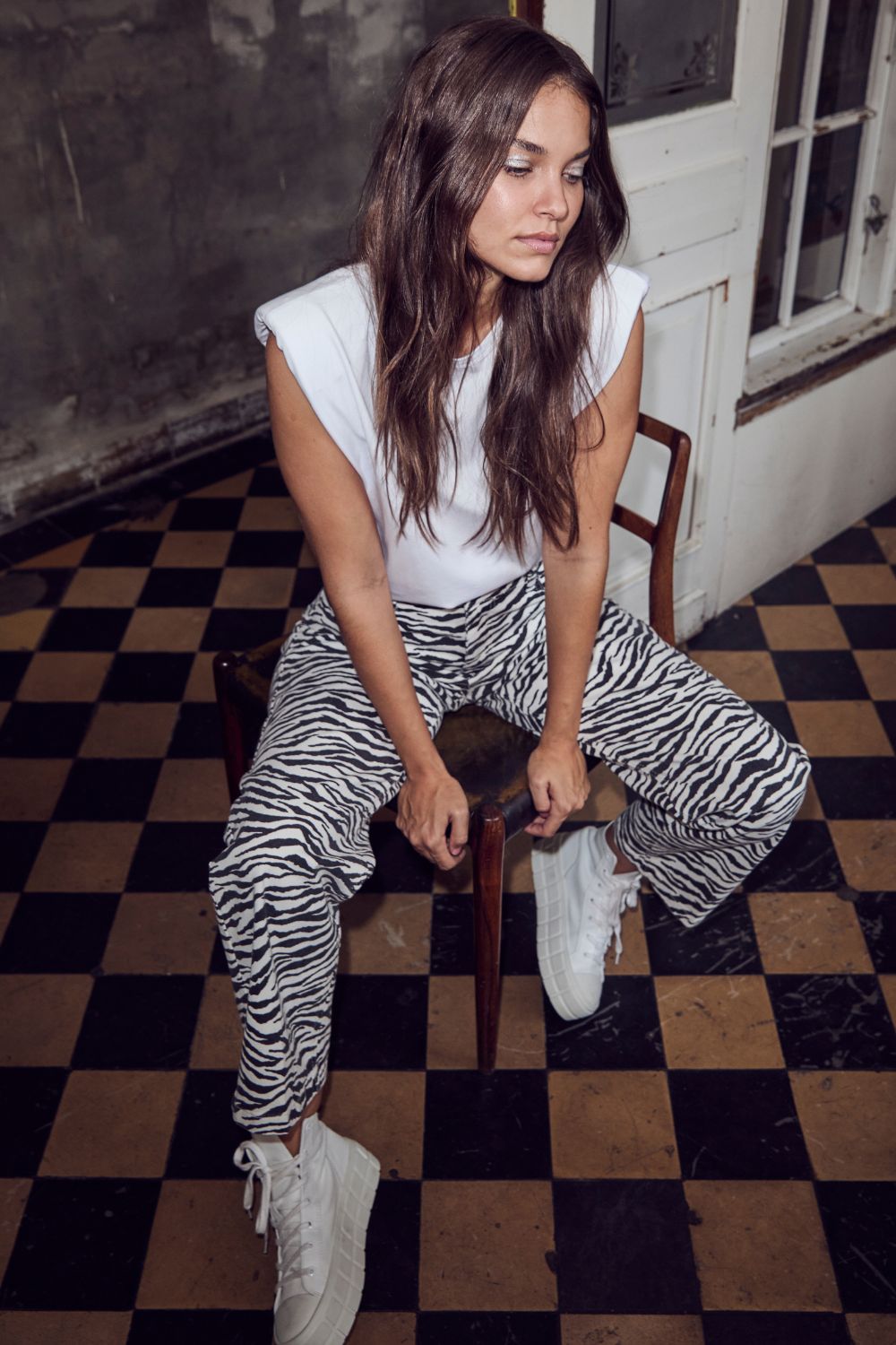 Co'couture ZionCC Zebra Crop Pant (OffWhite-Black) 31410
