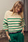 Coralie Crop Stripe O-Knit 32156 | BoneGreen | Strik fra Co'couture