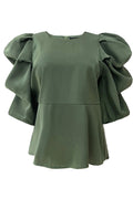 Winnie Peplum Blouse 22481 | Dusty Army | Liberté