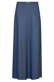 Bias Denim Long Skirt | Mid Blue | Nederdel fra Mos Mosh