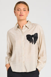 Bowy Shirt 205561 | Moonbeam W. Black | Shirt fra Freequent