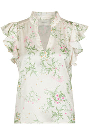 Stella Flower Field Blouse | Off White | Bluse fra Neo Noir