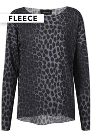 Alma Ls Top (Fleece) | Dark Grey Leo | Bluse fra Liberté