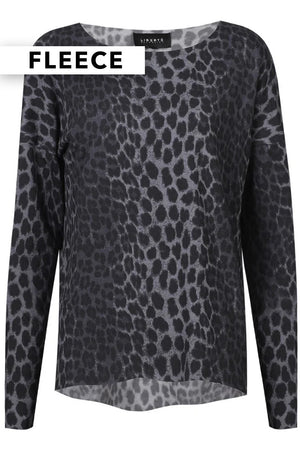 Alma Ls Top (Fleece) | Dunkelgrauer Leo | Bluse von Liberté