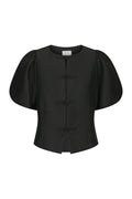 Anela Mandarin Dull Satin Blouse 170245 | Black | Neo Noir