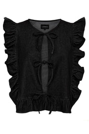 Asta Frill Vest | Black Denim | Vest fra Liberté