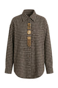 Bijou Jewel-Pin Flannel Shirt | Brown