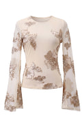 Floral Swan LS Top | Beige