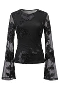 Floral Swan LS Top | Black