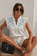 Emmy Embroidered Top | White