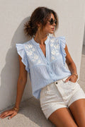Emmy Embroidered Top | Blue – nedsat