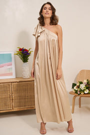 Symphony Satin Dress | Beige | Kjole fra Avery