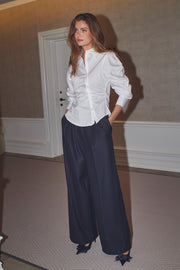Sanna Asym Placket Shirt 35968 | White | Bluse fra Co'couture