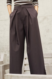 Zella Pleat Pant 41041 | Dark Brown | Bukser fra Co'couture