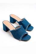 Mid-Heel Denim Sandals | Dark Blue | Sandaler fra Lazy Bear – nedsat