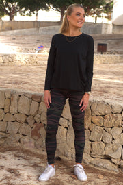 Alma Leggings (Fleece) | Dusty Camo Dark Brown | Leggings fra Liberté