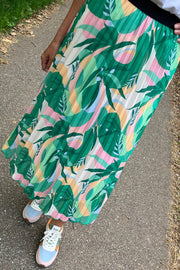 Willow Whisper pleated Skirt | Green Print | Nederdel fra French Laundry