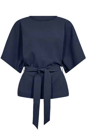 Freya Tie Top | Mørkeblå | Bluse fra French Laundry