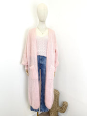 Long open cardigan in fluffy mohair 82121L | Rose Shadow | Strik fra Atelier C