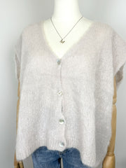 Sleeveless vest in 80% kid mohair V7485 | Beige | Strik fra Atelier C