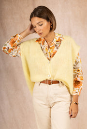 Sleeveless vest in 80% kid mohair V7485 | Light Yellow | Strik fra Atelier C