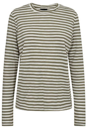 Ulla Ls Stripe Tshirt | Dark Army White Stripe | Bluse fra Liberté