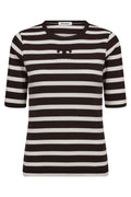 Granny Rib Emb SS T-shirt 33206 | OffWhite/DarkBrown | T-Shirt fra Co'couture