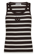 Granny Rib Emb. Tank Top 33207 | OffWhite/DarkBrown | Top fra Co'couture