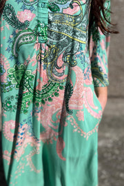 Anika, long shirt dress | Neptune Green Paisley Print | Kjole fra Gustav