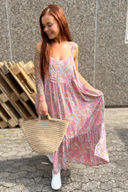 Luna Vero Boho Strap Dress | Mandarin Pink | Kjole fra Black Colour