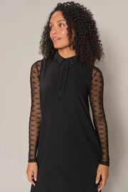 Loretta Velvet Mesh Blouse  | Black | Bluse fra Mos Mosh