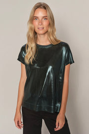 Nivola O-neck Metallic Tee  | Dark Pine | T-shirt fra Mos Mosh