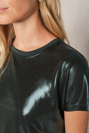 Nivola O-neck Metallic Tee  | Dark Pine | T-shirt fra Mos Mosh