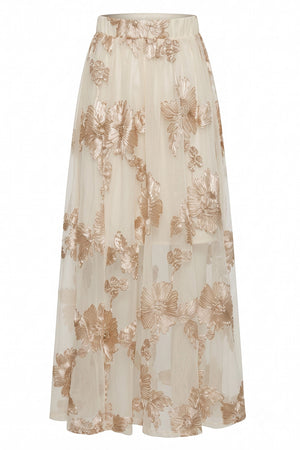 Floral Swan skirt | Beige