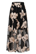 Floral Swan skirt | Black & beige