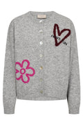 Nomas Cardigan 211606 | Med Grey Mel W Fuchsia Purple | Cardigan fra Freequent