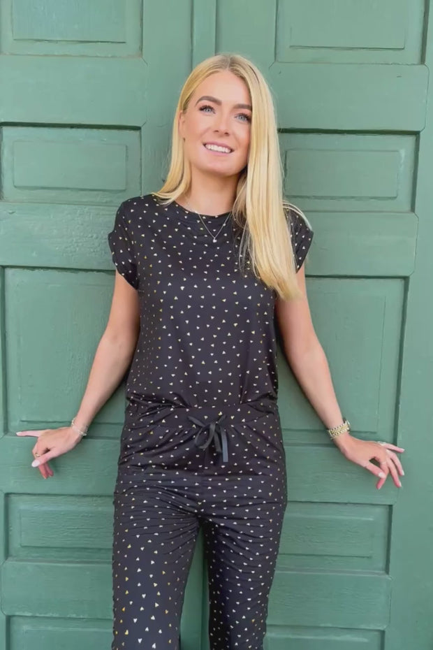 Alma U Tshirt | Black Gold Heart | Top fra Liberté