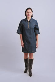 Abigail Denim Dress   | Dark Blue | Kjole fra Mos Mosh