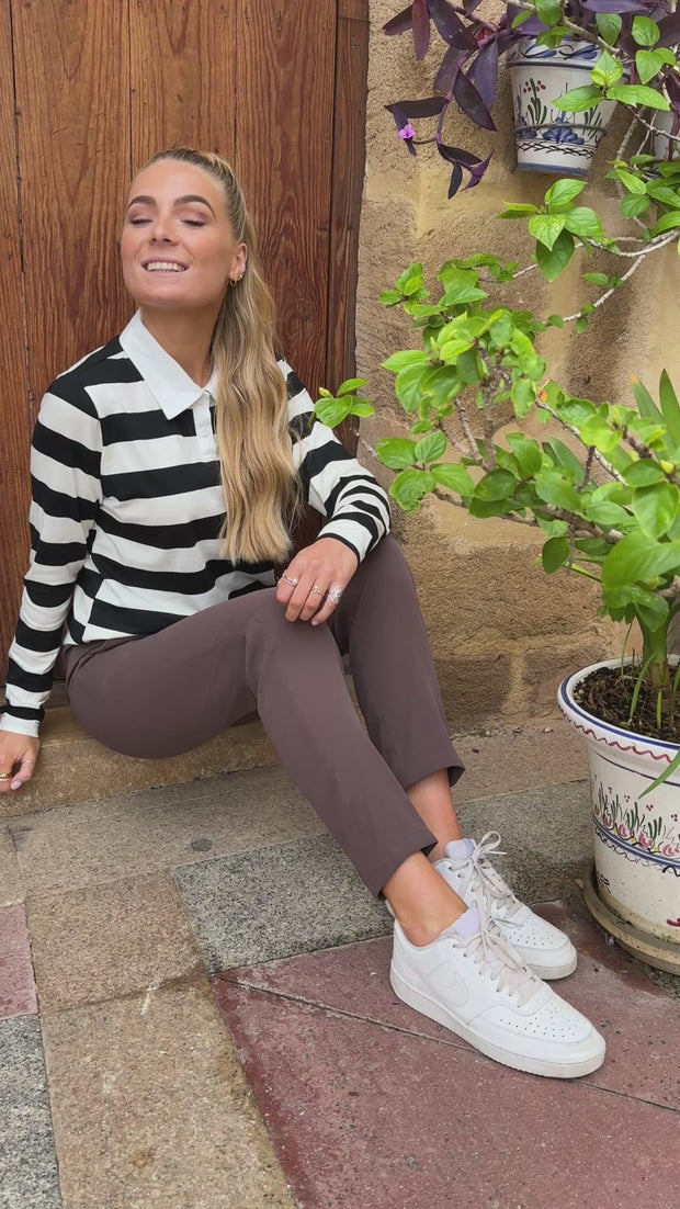 Polo Ls Shirt | Black Creme Stripe | Bluse fra Liberté
