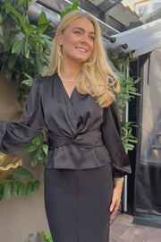 Tiki Ls Twist Blouse | Black Diamond | Bluse fra Liberté