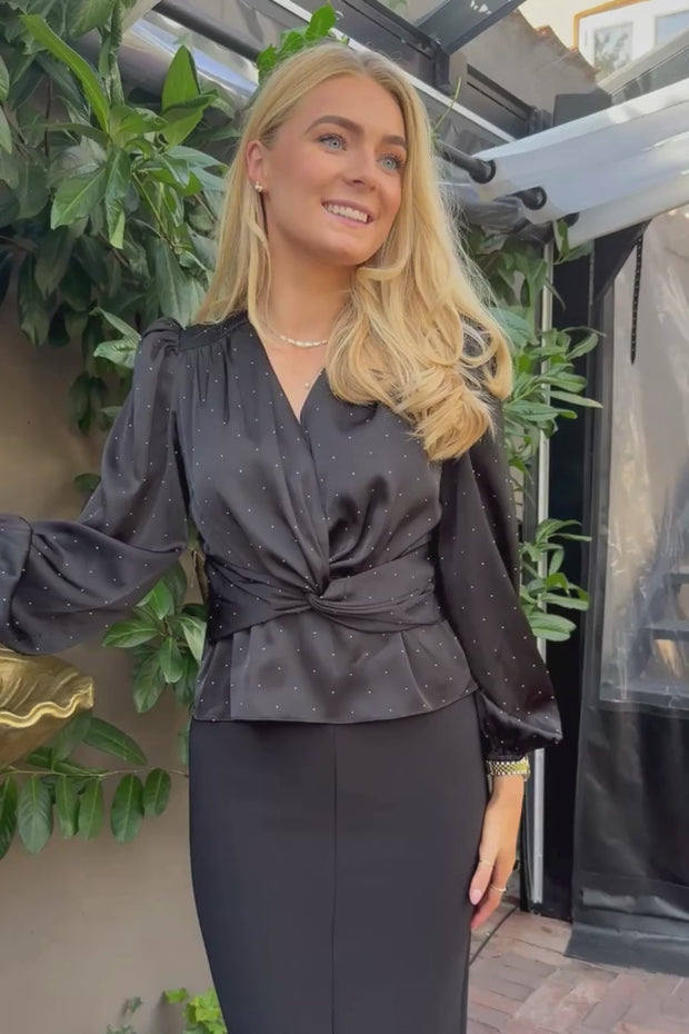 Tiki Ls Twist Blouse | Black Diamond | Bluse fra Liberté