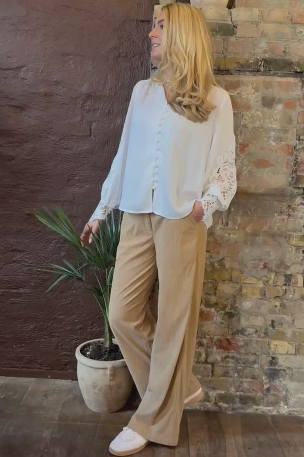 Corduroy Wide Pants | Sand | Bukser fra Liberté