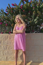 Alma Short Strap Dress | Pink Watermelon | Alma fra Liberté