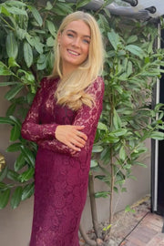 Lacy Ls Long Dress | Bordeaux Lace | Kjole fra Liberté