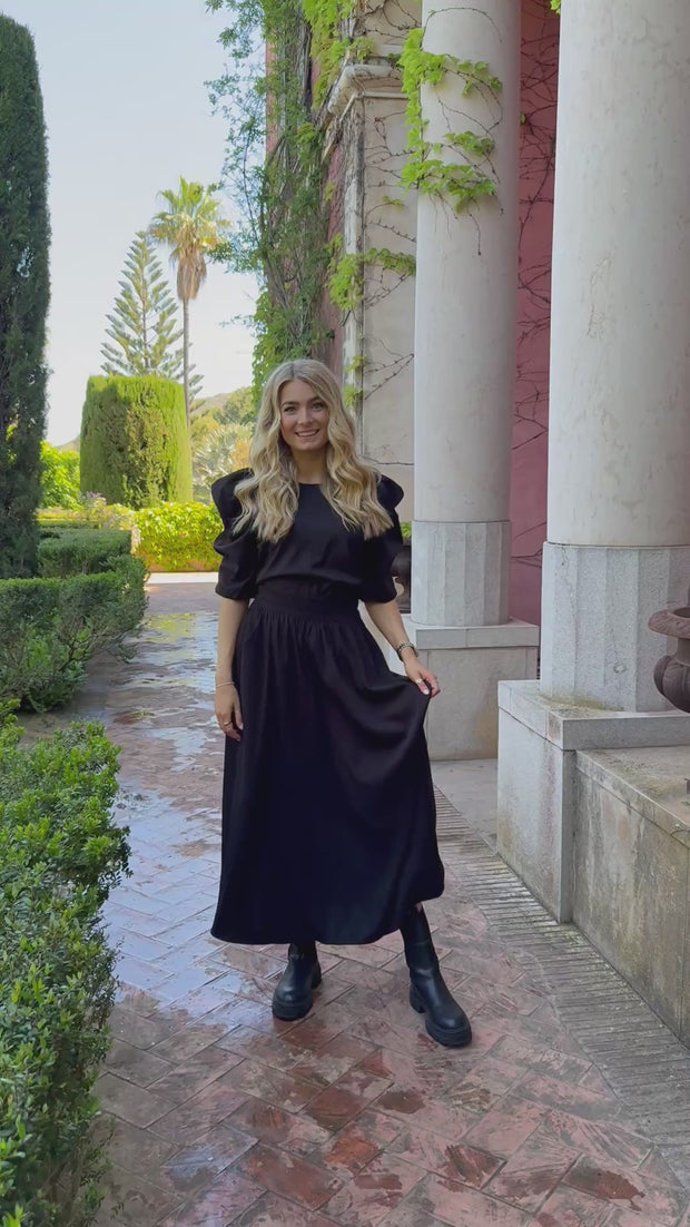 Frede Long Skirt | Black | Nederdel fra Liberté